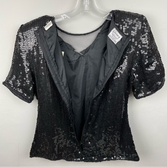 33 Vintage 80’s 90’s Stenay Made India Silk Sequin Beaded ZipUp Back Blouse NWT - Picture 5 of 16
